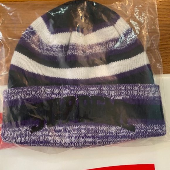 Supreme Heather Stripe Beanie NWT - *NFL -Ravens colors* - Picture 3 of 5